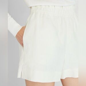 100% Linen Club Monaco Cream High Waist Shorts W/Pockets $98